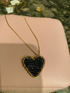 black beaded heart necklace