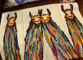 Happy llamas tea towel