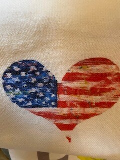 Patriotic heart tea towel