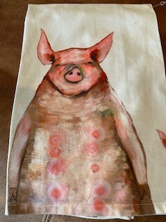 4 pigs tea towel