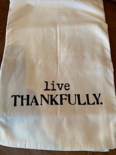 Live thankfully tea towel