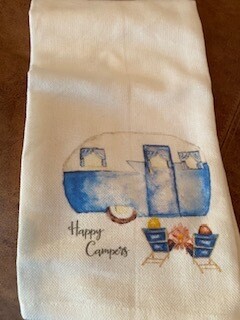"Happy Campers" tea towel