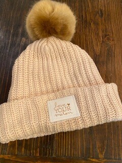 light pink with natural pom Love Your Melon foil hat-sold out