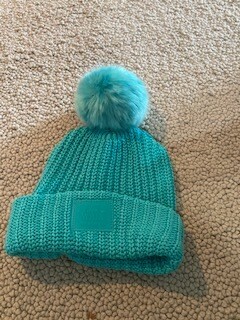 Turquoise Love your melon hat with matching pom.