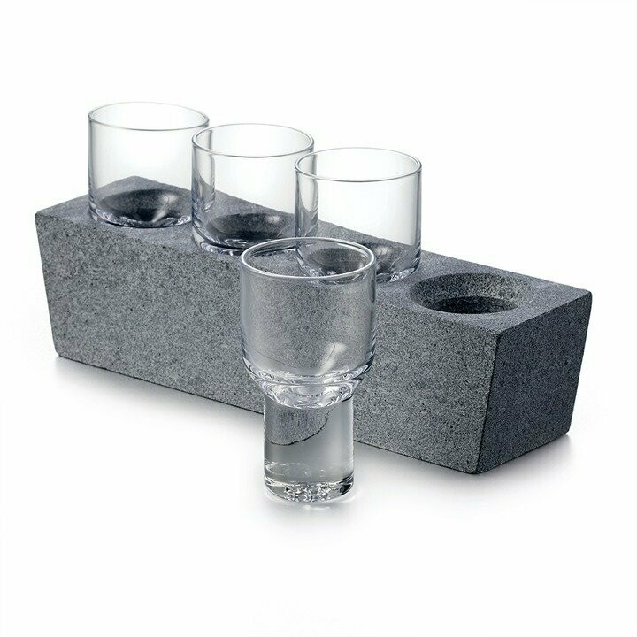 Alpine Vodka Set with Soapstone, Set of 4