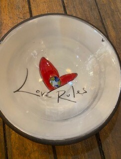 Love rules ceramic bowl