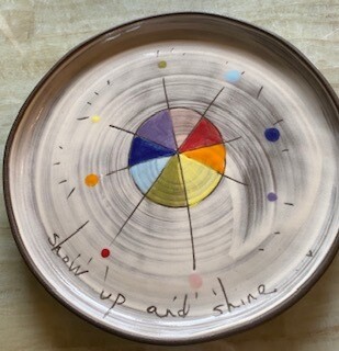 "show up and shine" ceramic small round plate