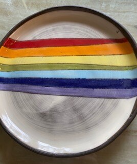 Rainbow ceramic small round plate SOLD OUT