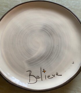 &quot;Believe&quot; ceramic small round plate