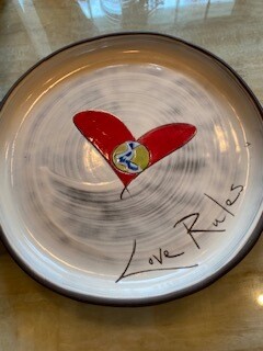 &quot;Love Rules&quot; ceramic  dinner plate