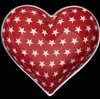 Red patriotic heart bowl with heart spoon
