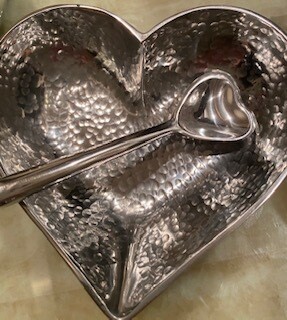 Hammered heart bowl with heart spoon