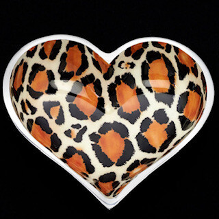 Leopard heart bowl with heart spoon