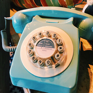 Light blue retro phone