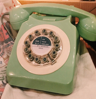 Light green retro phone