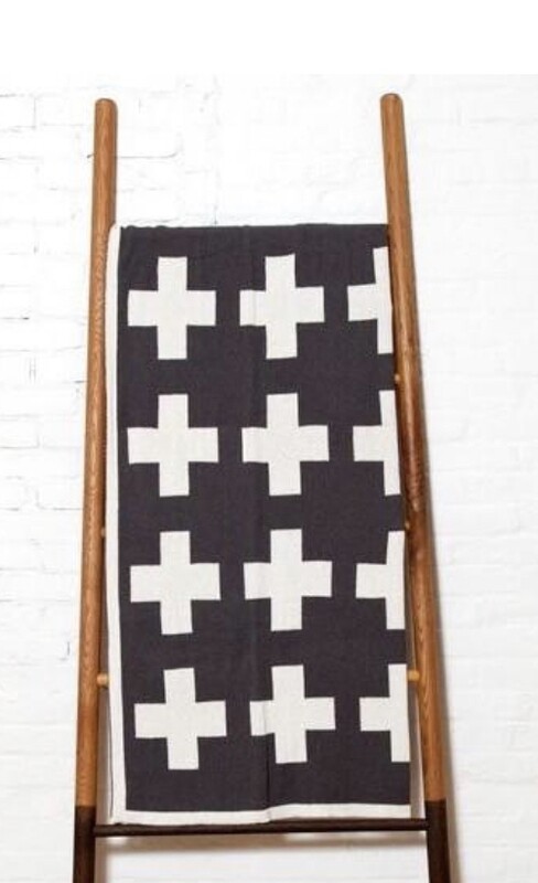 Swiss cross reversible throw blanket