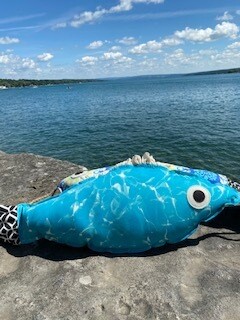 lake waves fish pillow