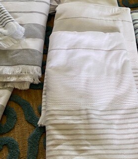 Grey &amp; white striped towels-set of 2-RECEIVED