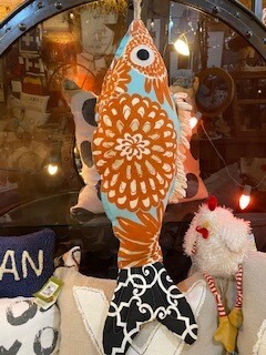 Orange burst fish pillow