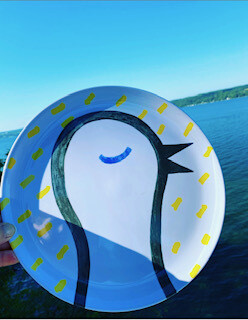 Sun bird melamine plate-set of 4