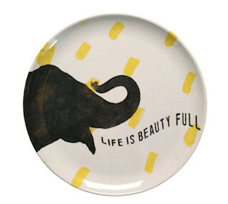 &quot;Life is beauty full&quot; melamine plates-set of 4