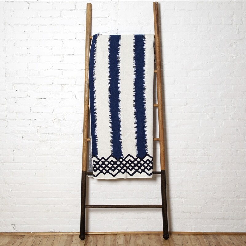 striped blanket-blue white