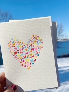 Watercolored heart cards
