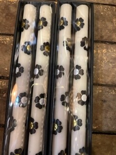 black and white flowers candles-LOW STOCK