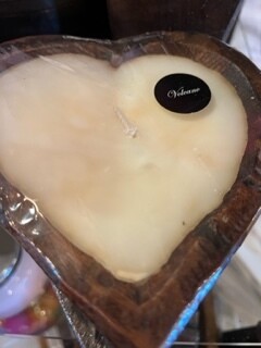 mini wood heart candles