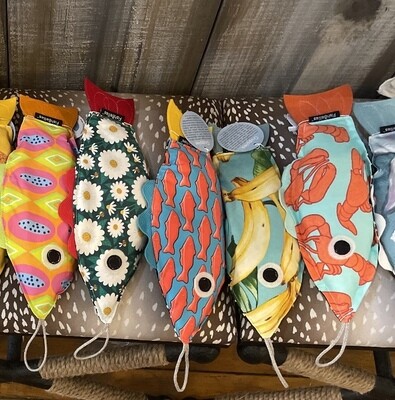 Fishbellies-fish shaped therapeutic corn bag hot/cold packs.