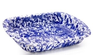 Blue enamelware baking dish ~received