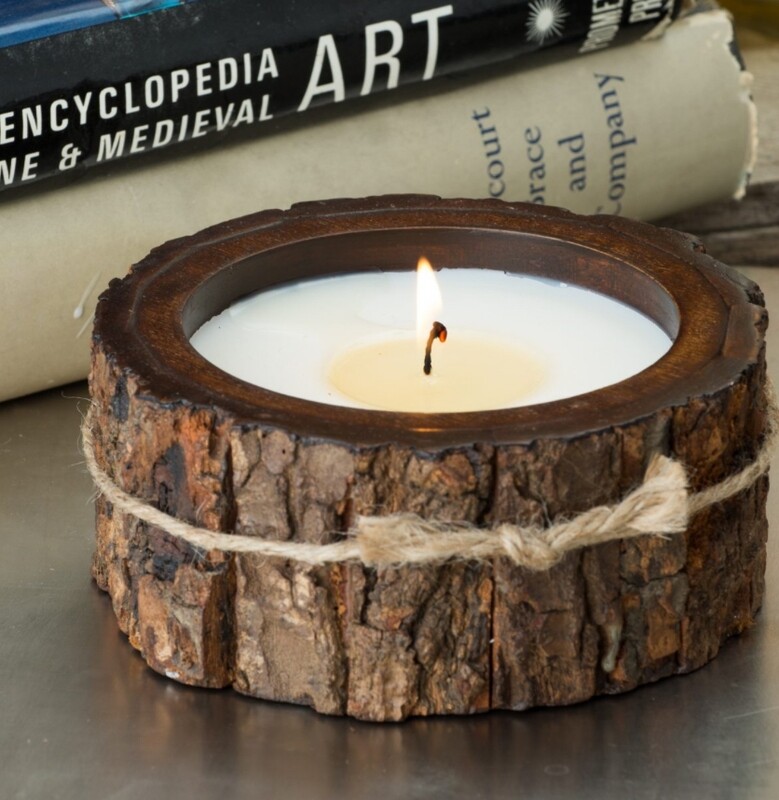 Tree bark candle