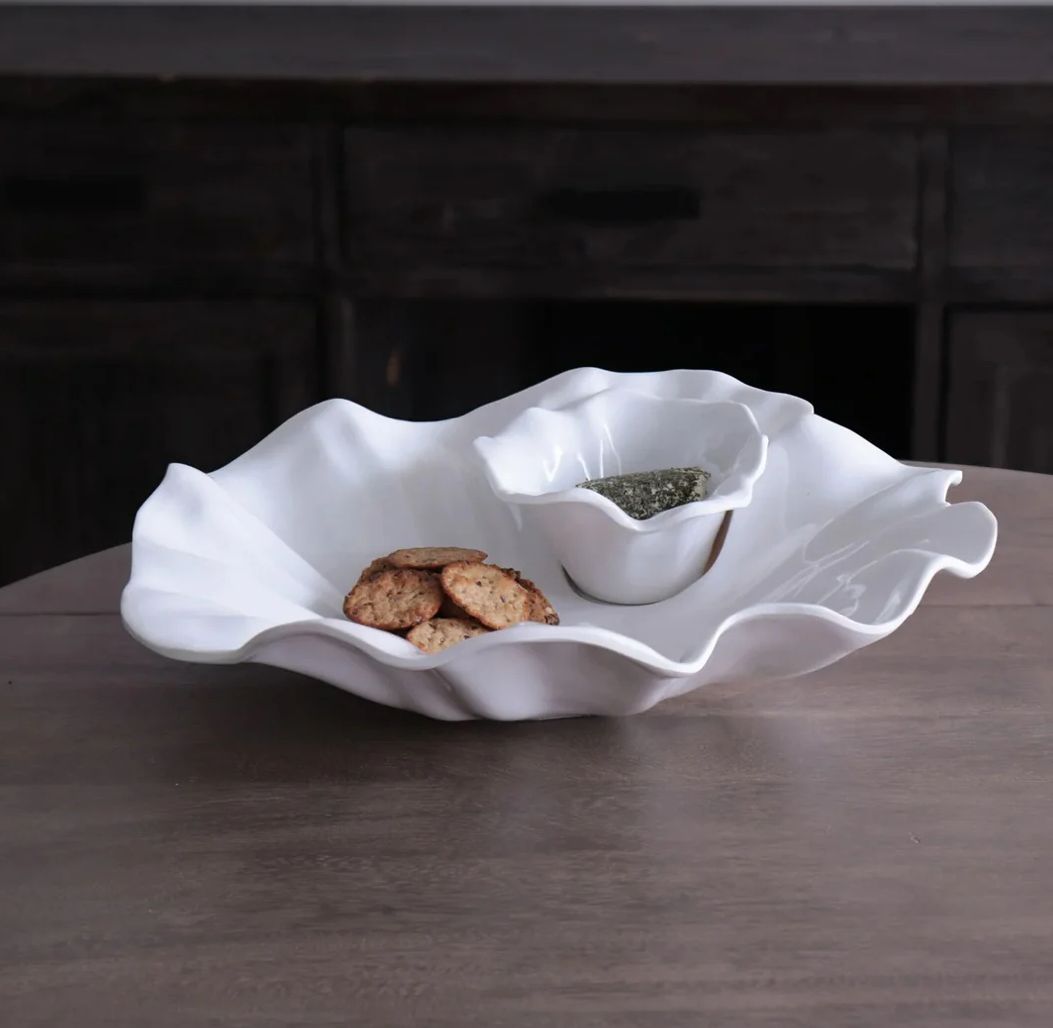 Luxurious white melamine chip &amp; dip~reveived COMPLETE