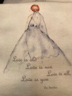 "love is old, love is new, love is all, love is you" tea towel