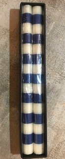 Blue and white  stripe candles