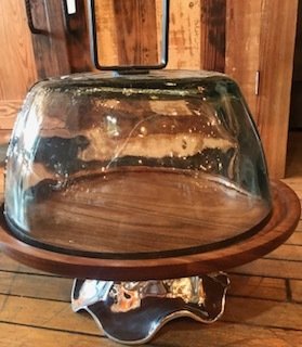 cake stand with glass globe dome