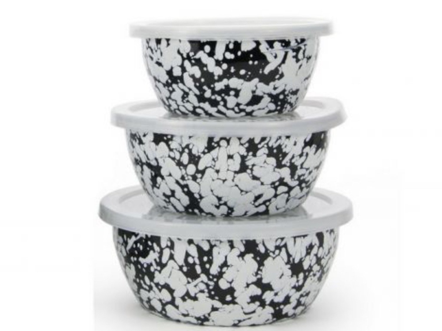 WM black swirl smalll nesting bowls (3 bowls with lids)