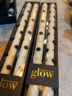 Mackenzie-Childs black &amp; gold dot tapers-set of 2