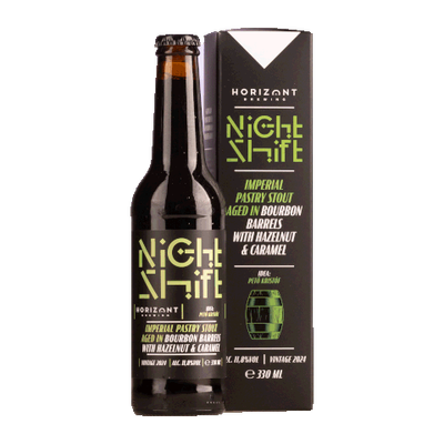 HORIZONT Brewing - Night Shift Vintage 2024 - Imperial Pastry Stout Aged In Bourbon Barrels With Hazelnut &amp; Caramel