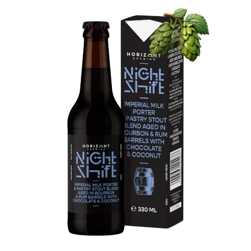 HORIZONT - Night Shift Vintage 2026 - Imperial Milk Porter &amp; Pastry Stout Blend Aged In Bourbon &amp; Rum Barrels With Chocolate &amp; Coconut