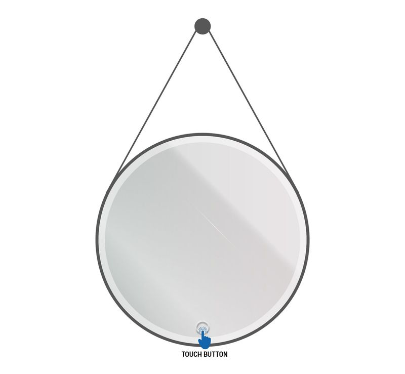 MIROIR LED ROND ALONI AVEC PNEU (Ø80 CM) NOIR MAT