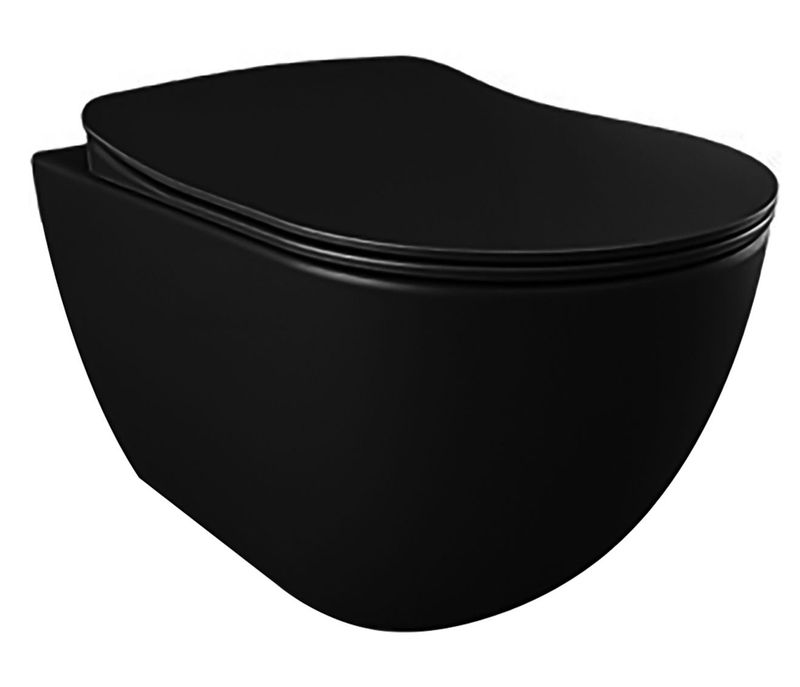 TOILETTE SUSPENDUE DESIGN AVEC BUSE EN ACIER INOXYDABLE (BIDET), NOIR MAT