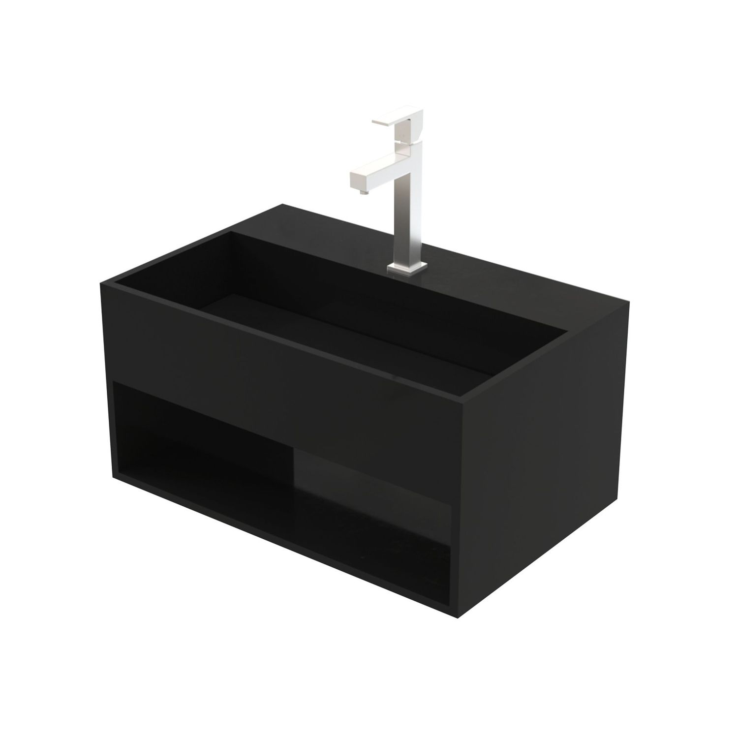 SOLID SURFACE VASQUE CANIVEAU (50X32,4X25CM) - NOIR MAT