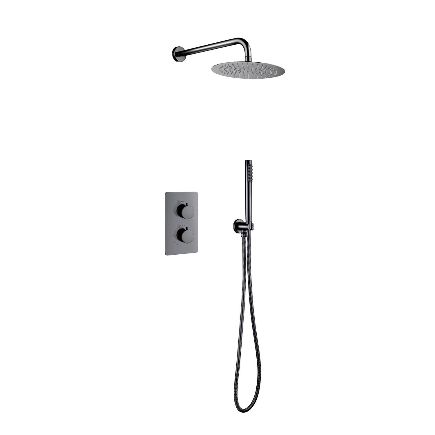 ALONI SET DE DOUCHE THERMOSTATIQUE ENCASTRÉ AVEC DOUCHE DE PLUIE (Ø25CM) - GRIS BRONZE