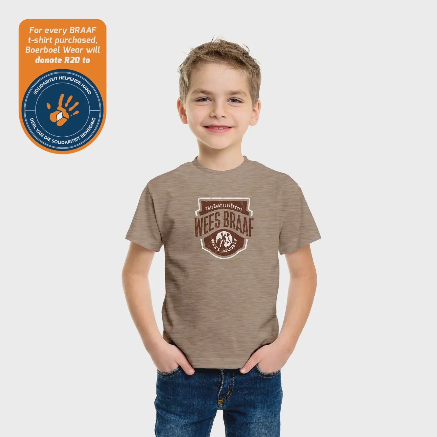 Kids T-shirt Printed Sand - Braaf