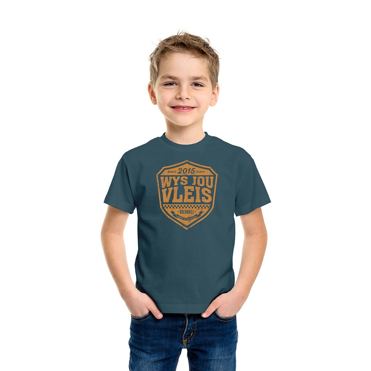 Kids T-Shirt Printed Petrol Blue - Wys