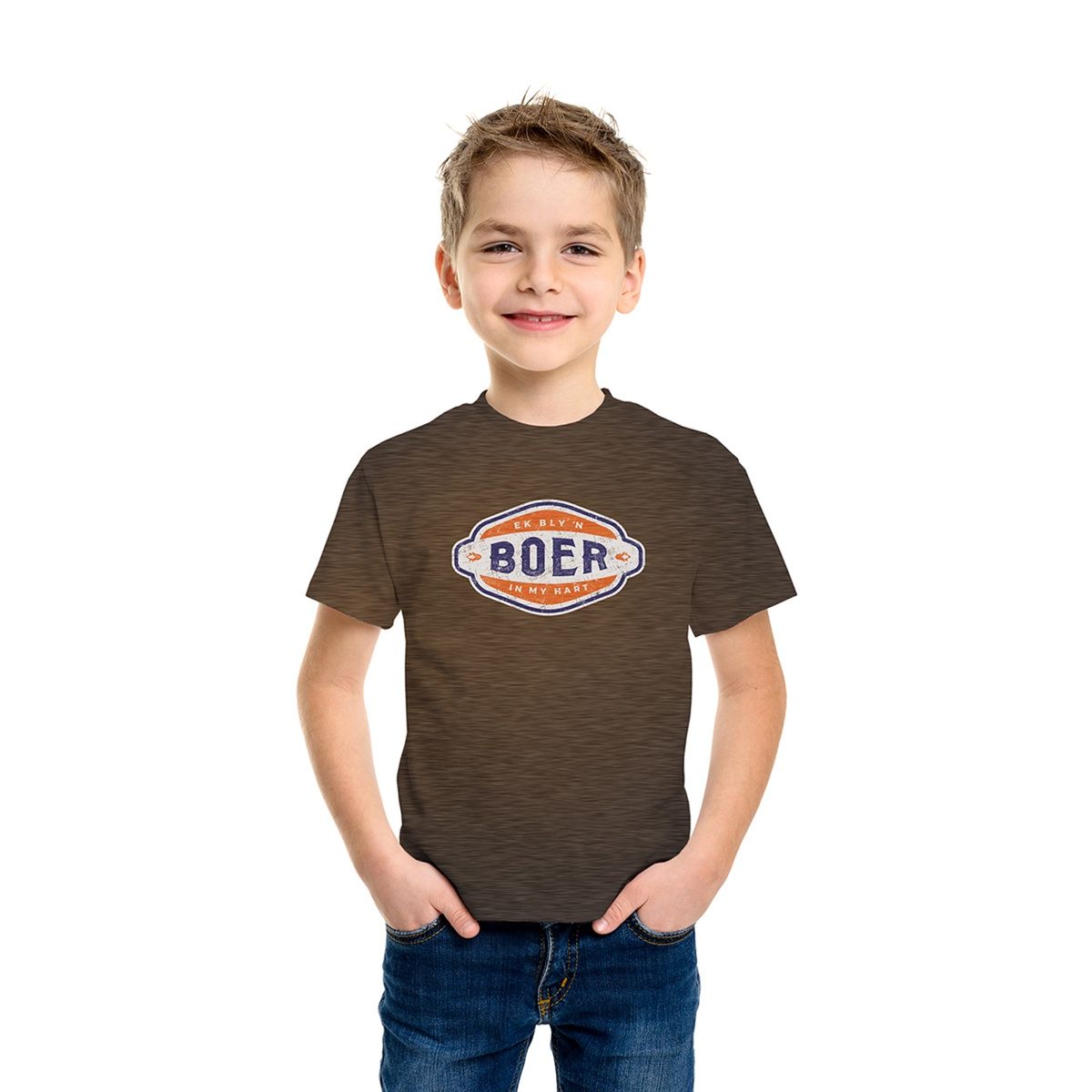 Kids T-shirt Printed Brown - Boer