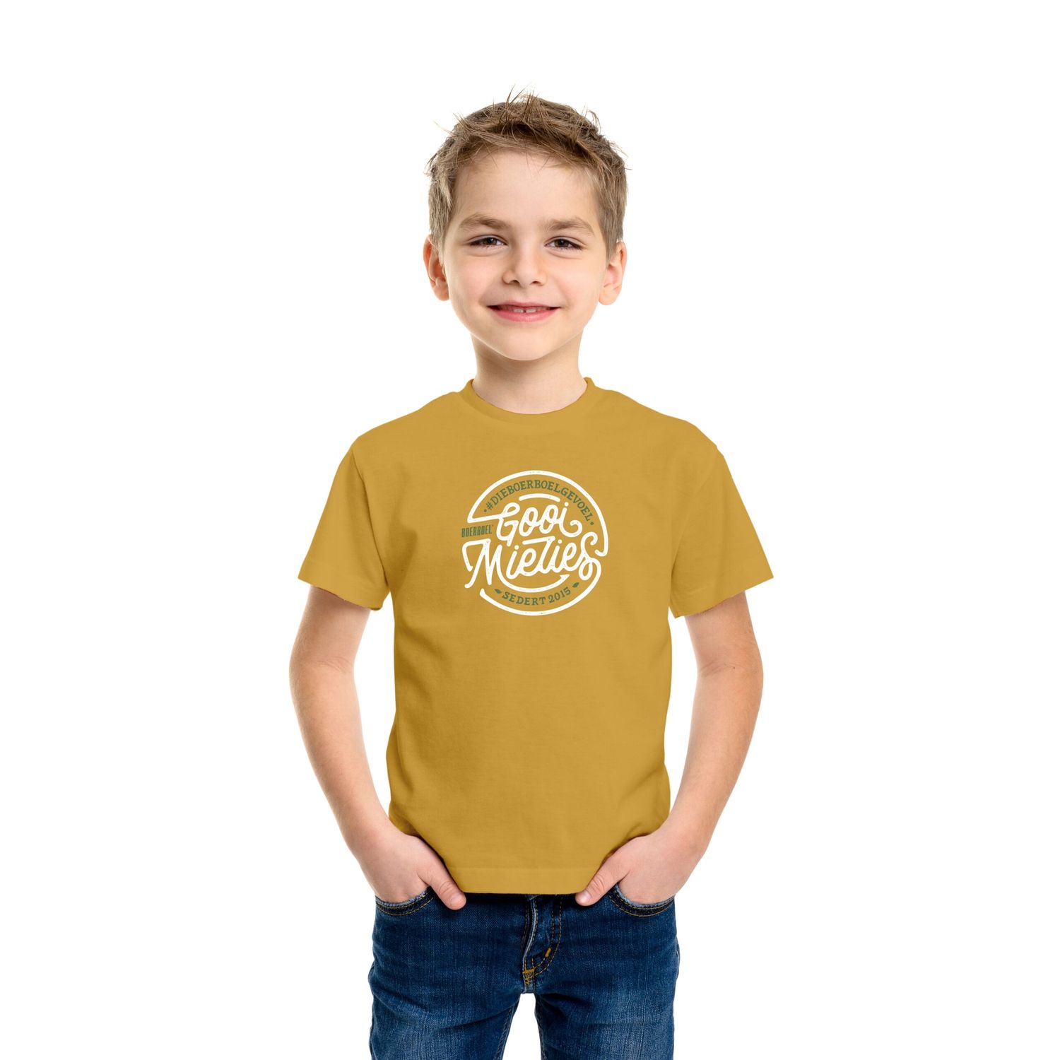 Kids T-shirt Printed Mustard - Mielies