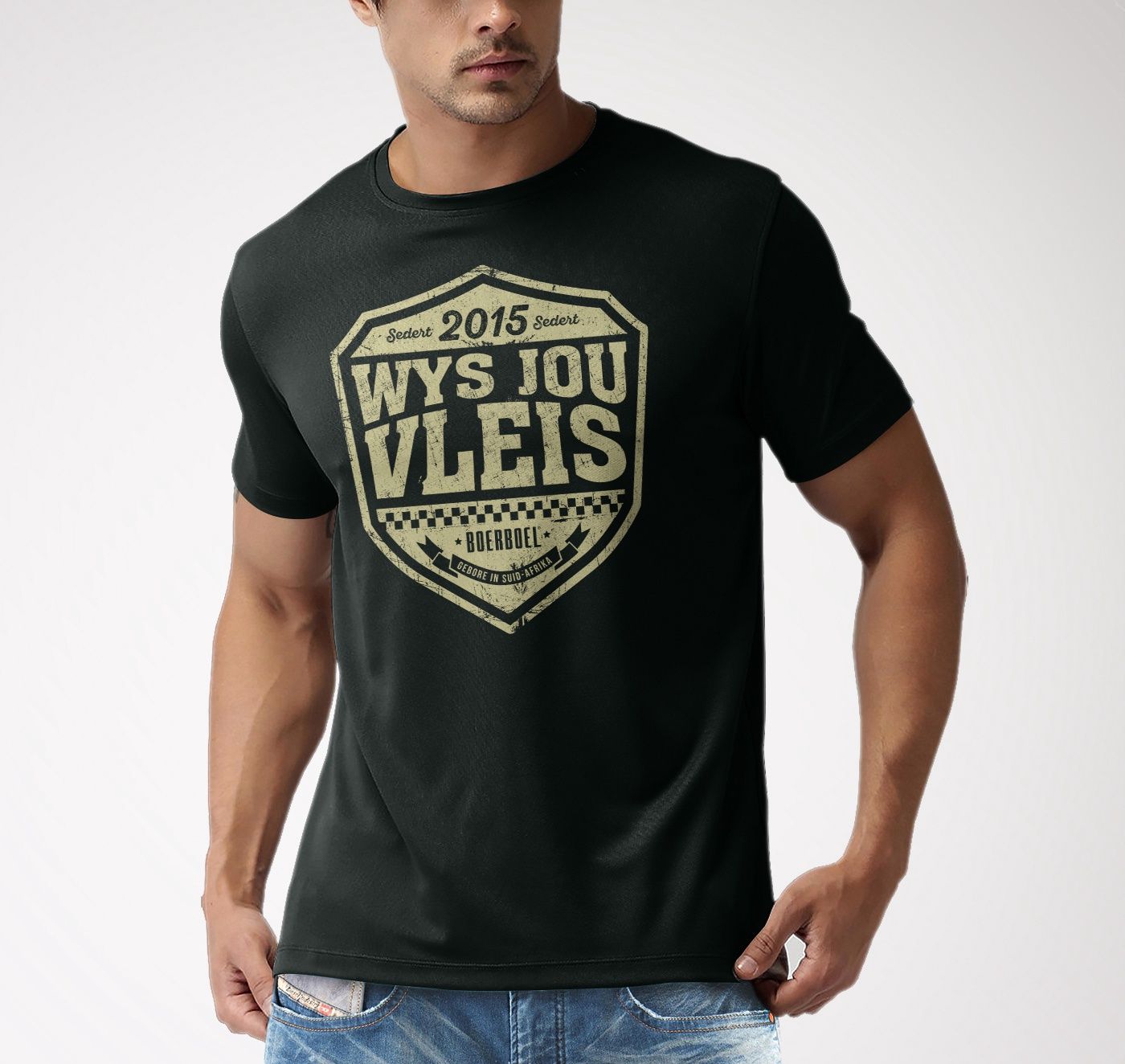 Mens T-shirt printed charcoal - Wys