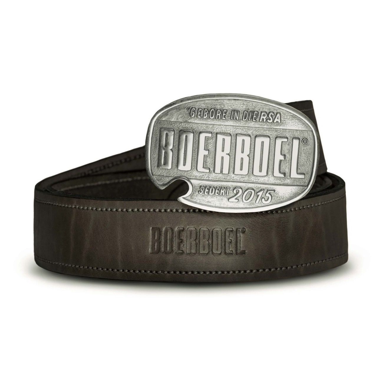 Black Leather Belt (Brass Buckle Silver)